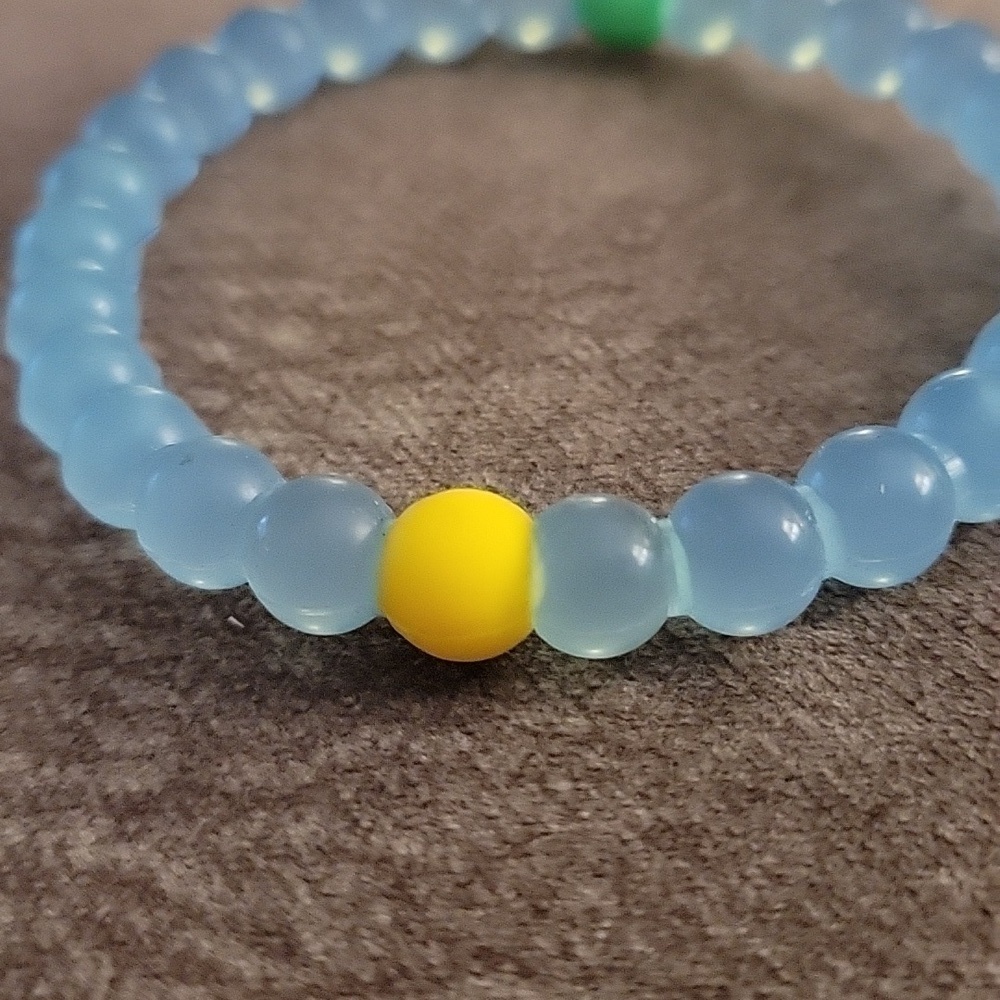5/$25 Silicone Rubber Waterproof Beaded Kidcore Stretch Bracelet - Picture 3 of 5